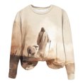 thumbnail image 2 of Womens Christmas Graphic Sweatshirts 2024 Fashionable Xmas Printed Shirts Round Neck Long Sleeved Loose Comfortable Pullover Hoodie Tops Beige M, 2 of 4