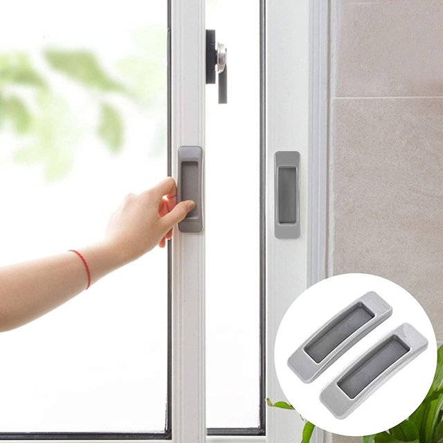 Tirador para muebles XianweiShao 6 uds tirador de puerta corredera autoadhesivo gris