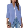 thumbnail image 2 of Cárdigan de verano, cárdigan de color puro, cárdigan ligero e informal para mujer, cárdigans de verano con mangas tres cuartos, verdadera excelencia, 2 of 6