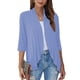 thumbnail image 1 of Cárdigan Tops Color Puro Manga Tres Cuartos Falbala Dobladillo Asimétrico Abrigo Cárdigan Casual para Mujer, 1 of 6