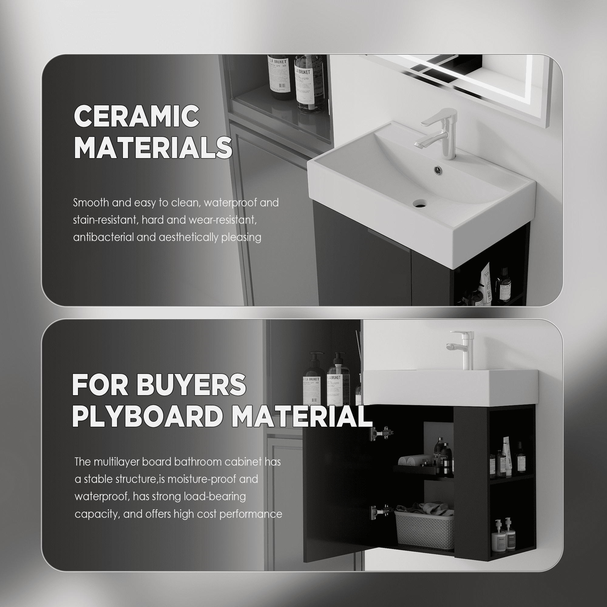 Leumius 21.6" Floating Bathroom Vanity with Ceramic Sink,Floating Bathroom Sink Cabinet for Small Space,Bathroom,Black