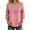 Pink, variant on Tnhcen Women Boho Blouse 3/4 Puff Sleeve Floral Embroidered Top Round Neck Casual Loose Fit Solid Color A Line Summer Spring Shirt for Women Daily Vacation