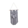 thumbnail image 2 of Tapiz de pared de macramé con borlas y hojas, tapiz tejido, decoración de pared bohemia para Gris, 2 of 9