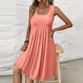 thumbnail image 5 of LWavelet Women's Plus Size Sleeveless Swing Dress Pleated Bodice Casual Loose Fit Midi Dress Pink 7XL, 5 of 5