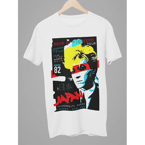 T-shirt Homme Vintage 1982 Fils du Pionnier Tournée Japonaise David Sylvian & Ryuichi Sakamoto Rétro Musique Graphique