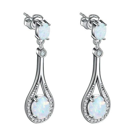 Stud Earrings for Women Womens Minimalist Fire Opal Sterling Silver Drop Simple Drop Opal Sterling Silver Opal Simple Dangle Gifts Valentine's Day Gifts Clearance