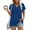 Blue, variant on Shirt for Women Casual Solid Color Split Hem Short Sleeve V Neck T-Shirt Loose Comfortable Daily Tops S-2XL