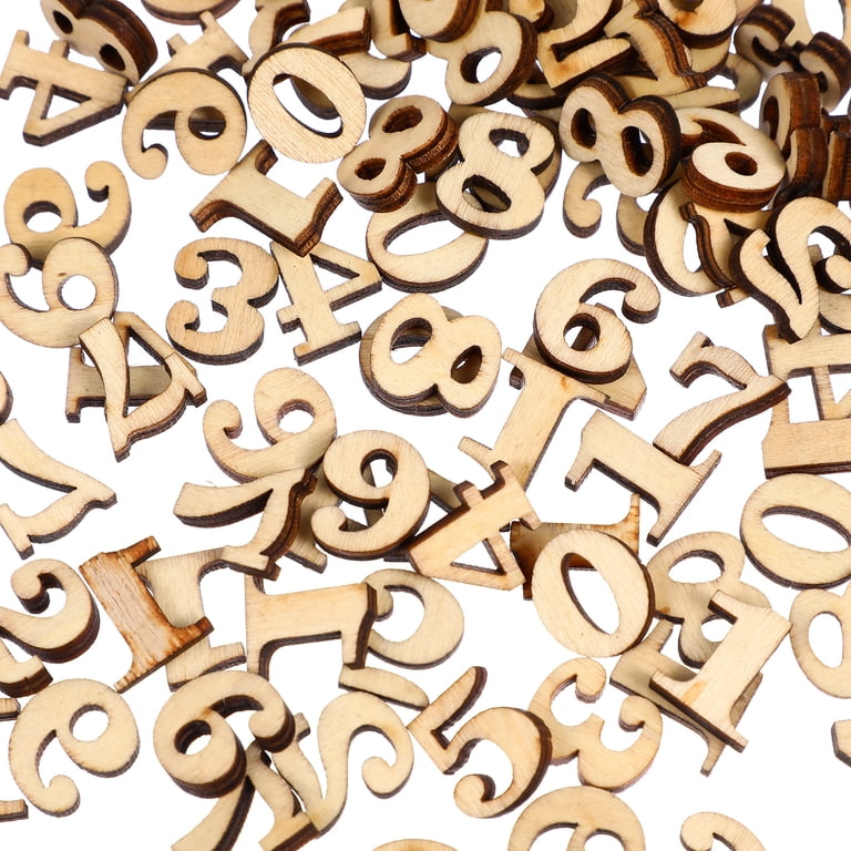 208-Piece Small Unpainted Wooden Letters & Numbers - 1/2 Inch, For Crafts, Education, Decor