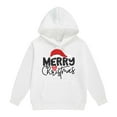 thumbnail image 3 of Fiaer Kids Toddler Christmas Hoodies Drop Shoulder Santa's Hat Sweatshirt Vintage Comfy Fall Winter Hooded 2025 03-White 160, 3 of 5