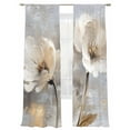 thumbnail image 2 of Magnolia Flower Sheer Curtains 84 Inches Long 2 Panels Flowers Oil Painting Light Filtering Semi Sheer Window Curtains Drapes for Bedroom Living Room 52"x84", 2 of 7