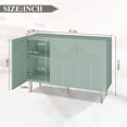 thumbnail image 6 of HLR 47" Modern Wood Accent Storage Cabinet with Relief Patterned 3 Doors Buffet Cabinet, Green, 6 of 9