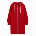 thumbnail image 6 of Oversize Winter Coats for Women, Women's Fashion Large Size Solid Color Zipper Hooded Plus Velvet Thickened Long Sleeve Jacket Red M, 6 of 6