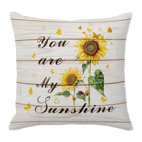Throw Pillow Covers, Sunflower 16x16 Pillow Covers for Couch/Sofa/Bed, Vintage Botanical Decorative Square Linen Cushion Pillowcase for Home Decor