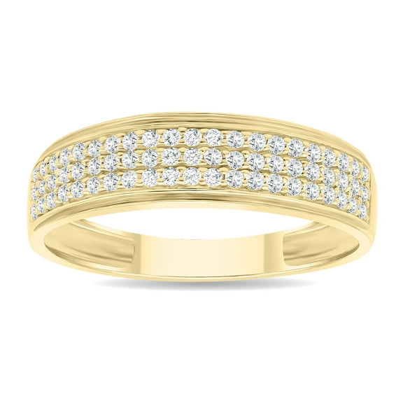 SZUL Women's 1/3 Carat TW Round Diamond Rave Wedding Band in 10K Yellow Gold (J-K-L Color, I2-I3 Clarity)