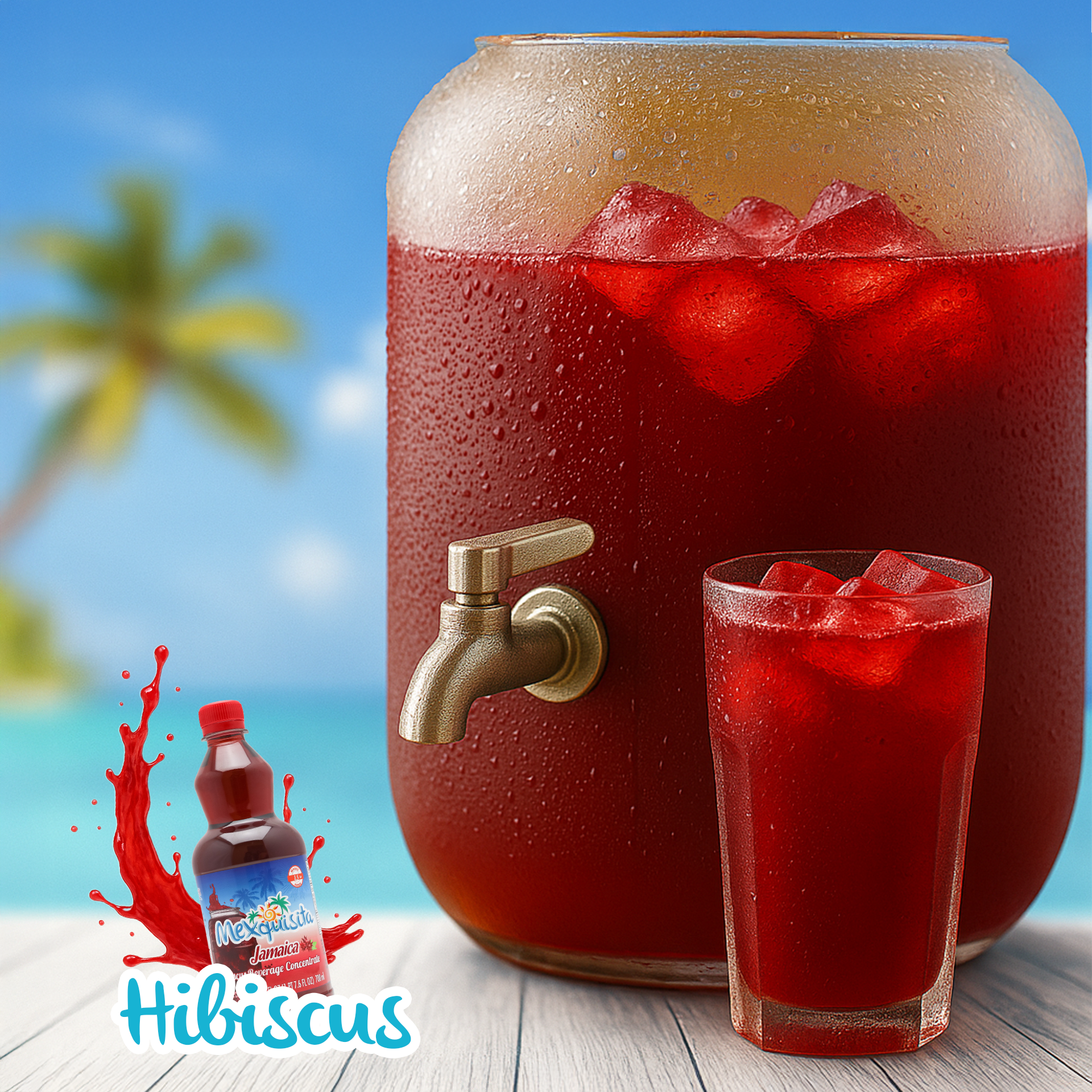 Mexquisita Hibiscus Concentrate, Liquid Beverage Mix for Agua Fresca and Iced Teas, 23.6 oz Bottles, 2 pack