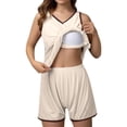 thumbnail image 3 of Women's Loungewear Sets – Stylish Lounge with Cropped Tops and Pajama Bottoms for Home or Nursing Use Summer Ice Silk Ribbed Padded Vest With Plus Size Thin And Comfortable & Sleepwear Set, 3 of 9