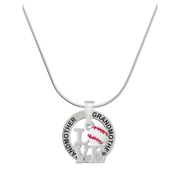 Delight Jewelry Love with Baseball Silvertone Grandmother Ring Charm Necklace, 18"