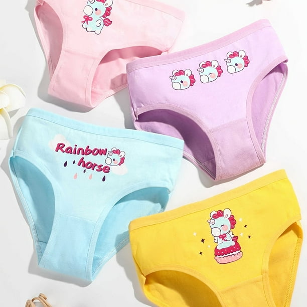 4pcs Girls Cute Cartoon Unicorn Briefs, Breathable Kids Underwear Soft  Comfort Panties