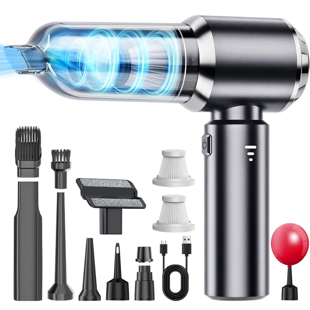 GALASALA Aspiradora de Mano, Aspiradora para Auto y Carro 4 en 1, Aspiradora Inalambrica Motor sin Escobillas de 80000 RPM, Aire Comprimido Mini Aspiradora Portátil para Coche, Hogar, Ofici