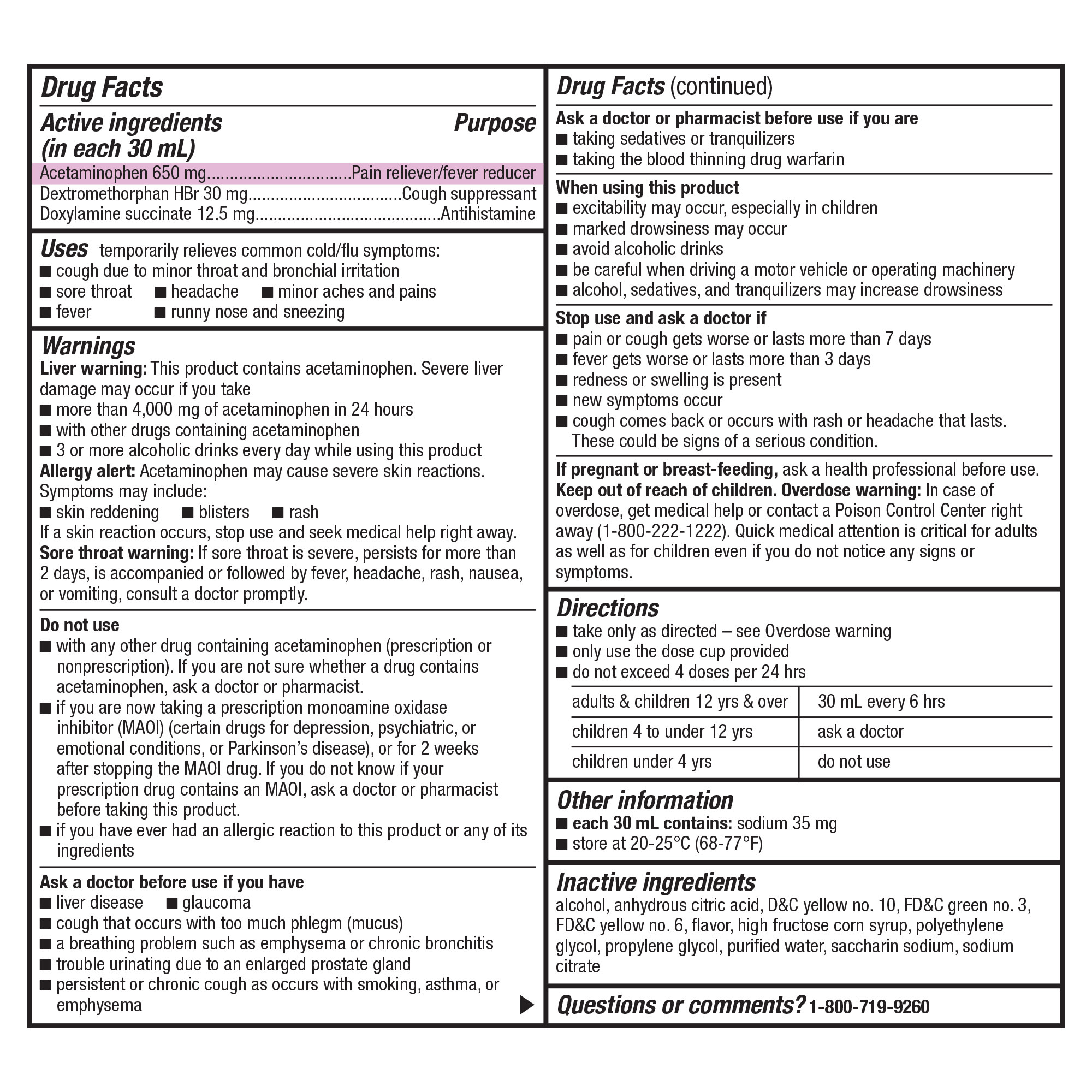 Medicamento líquido para resfriado y gripe nocturno Equate, Original, 12 fl oz 7