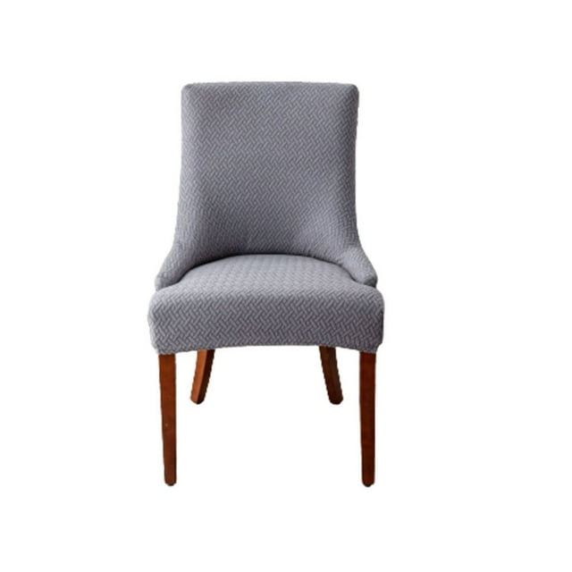 Checked Jacquard Armchair Cover Easy Installation Fully Protect Chair Cover for Living Room Dining Room(Light Grey)