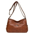 thumbnail image 1 of Bmisegm Women Shoulder Bag Fashionable New Pattern Retro Solid Color Large Capacity Zipper Versatile Messenger Bag Mens Purses or Shoulder Bags Brown One Size, 1 of 9