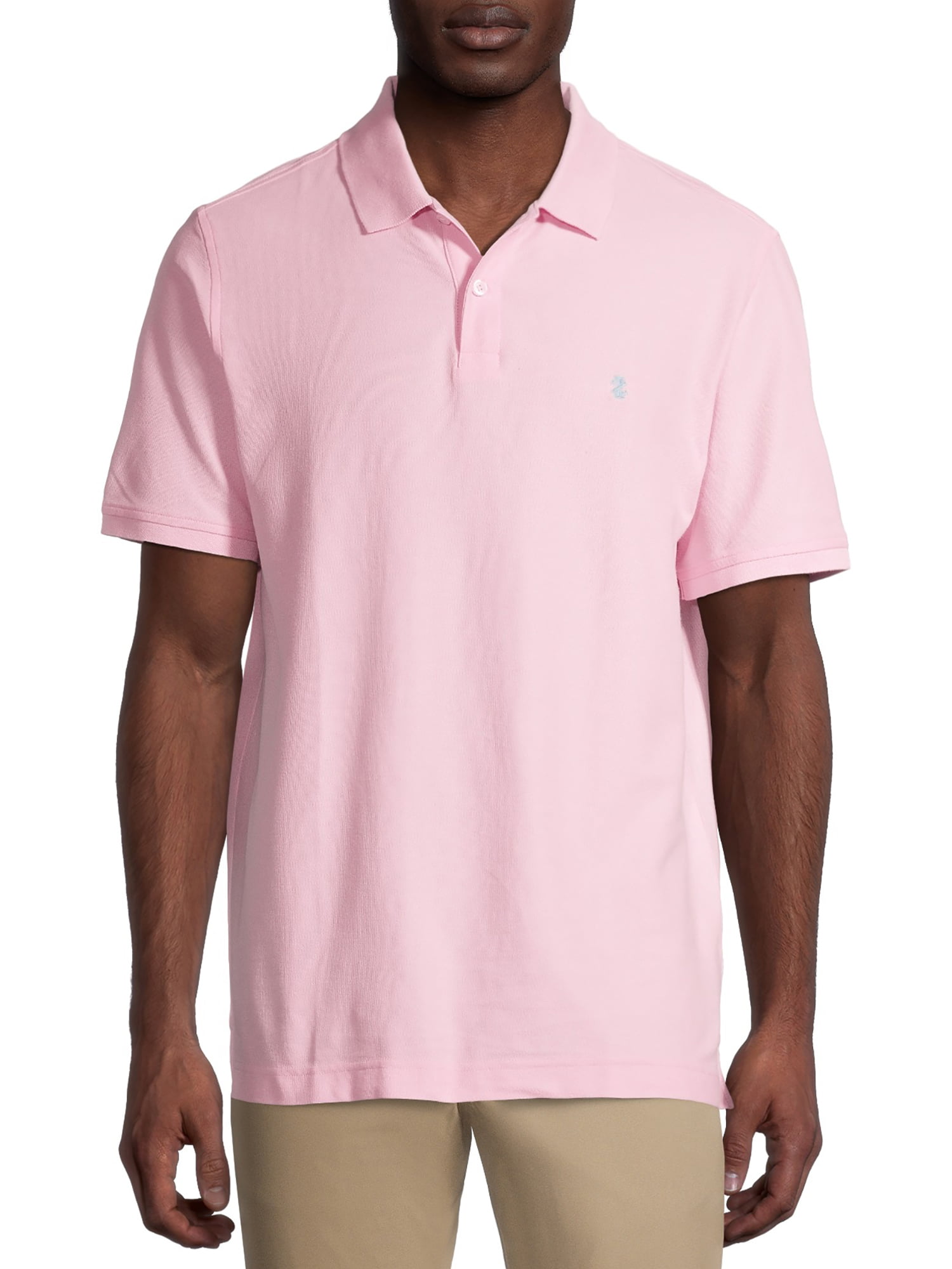 IZOD Mens Solid Interlock Short Sleeve Polo Shirt Small Candy Pink 