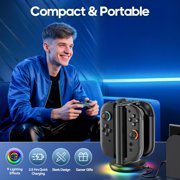 Switch 2 Controller Charger for Joy-pad 2, Joycon 2 Charging Dock for Any Direction Charging, 9 Light Modes Switch 2 Joycon Charger Station for Wii Case & Storage