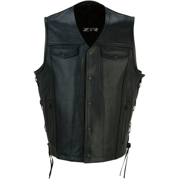 Z1R Gaucho Leather Vest - Black