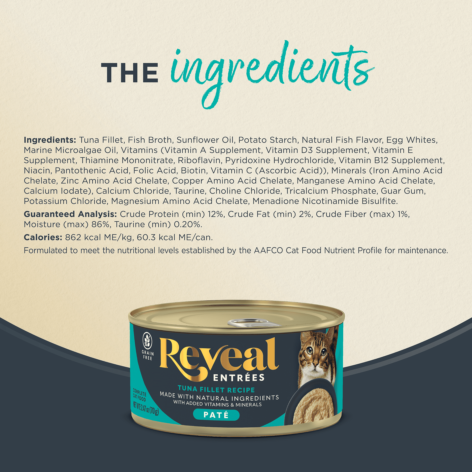 Reveal Pet Food, Natural Wet Cat Food, Tuna Fillet Recipe Entree Pate - product image