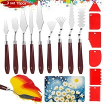 15pcs Stainless Steel Palette Knife Set, EEEkit Wood Hande Flexible Spatula Painting Knives for Color Mixing Spreading, Applying Oil