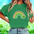 thumbnail image 4 of Womens Short Sleeve T-Shirts Green Festive Tops St Patrick's Day Tee Shirt Lucky Irish Shamrock Graphic Tshirts (XL, Green J), 4 of 6