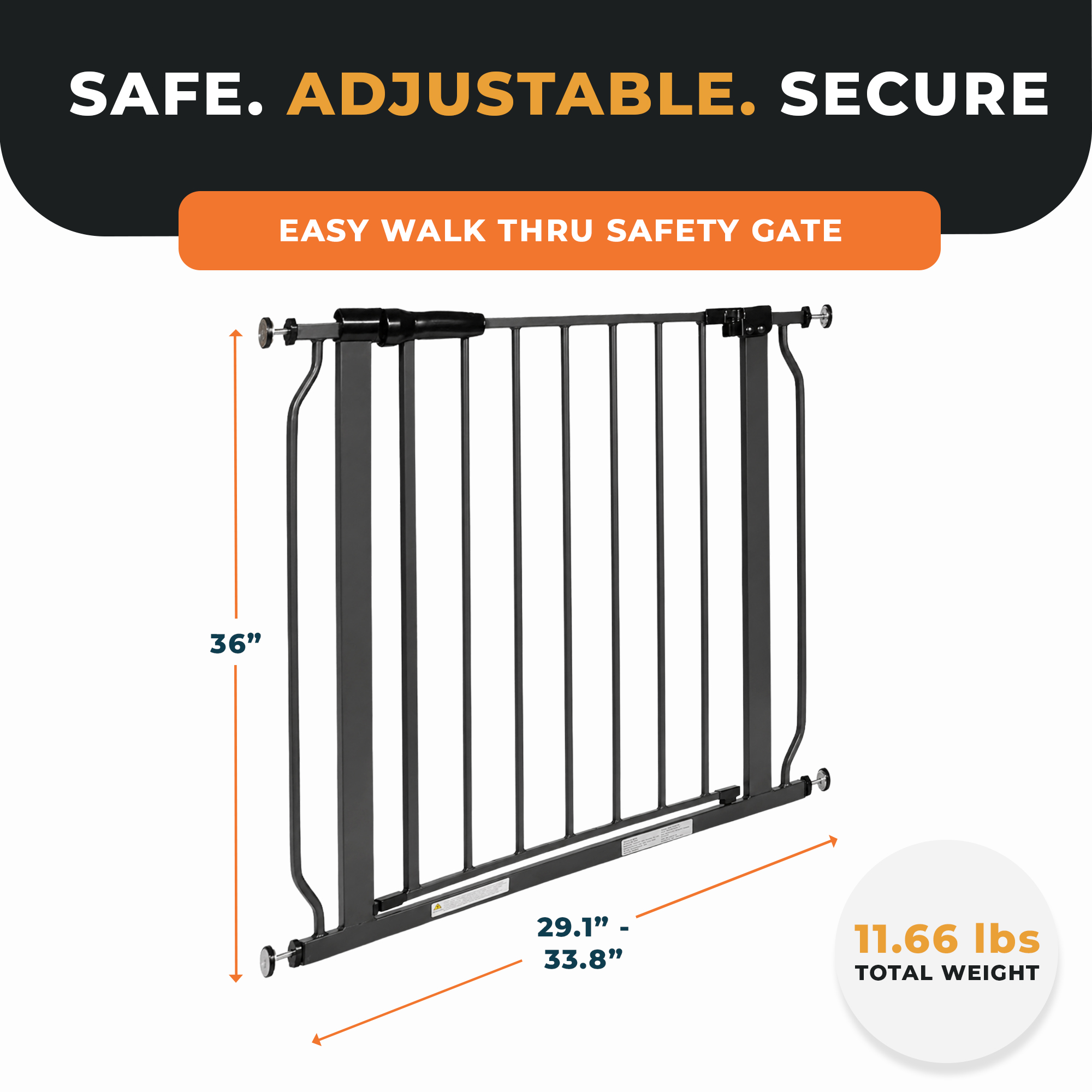 BalanceFrom Easy Walk-Thru Safety Gate, 36-Inch, Graphite photo 3