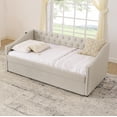 thumbnail image 6 of LiviNest Twin Daybed for Small Apartments: 3-in-1 Pull-out Extendable Bed with Dual USB Charging - Space-Saving Sleeper Sofa for Guest Room & Home Office - Beige Upholstery with Button-Tufted Back, 6 of 6