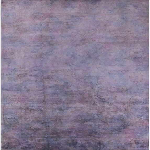Ahgly Company Indoor Square Mid-Century Modern French Lilac Purple Area Rugs, 6' Square
