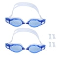 thumbnail image 1 of Gafas de natación con montura grande de 2 uds, gafas galvanizadas para adultos para competición de entrenamiento, color blanco (anteojos azules), 1 of 10