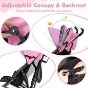 Costway Foldable Twin Baby Double Stroller Ultralight Umbrella Stroller Pushchair Pink