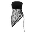 thumbnail image 4 of Caoirhny Women Lace Tube Tops Irregular Sheer Summer Strapless Bandeau Drawstring Backless Shirts Streetwear Grunge Clothes, 4 of 9