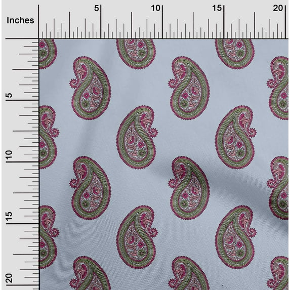 oneOone Cotton Poplin Fabric Paisley Block Print Fabric By The Yard 42 Inch Wide