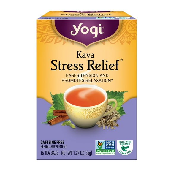 Yogi Tea, Kava Stress Relief 6 Pack, 96 Herbal Tea Bags, Caffeine Free