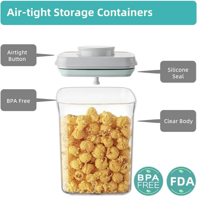 Uamector Pop Airtight Food Storage Containers with Lids, Top Pop One Button  Control, BPA-Free Air Tight Stackable Dry Cereal Container Set for Pantry