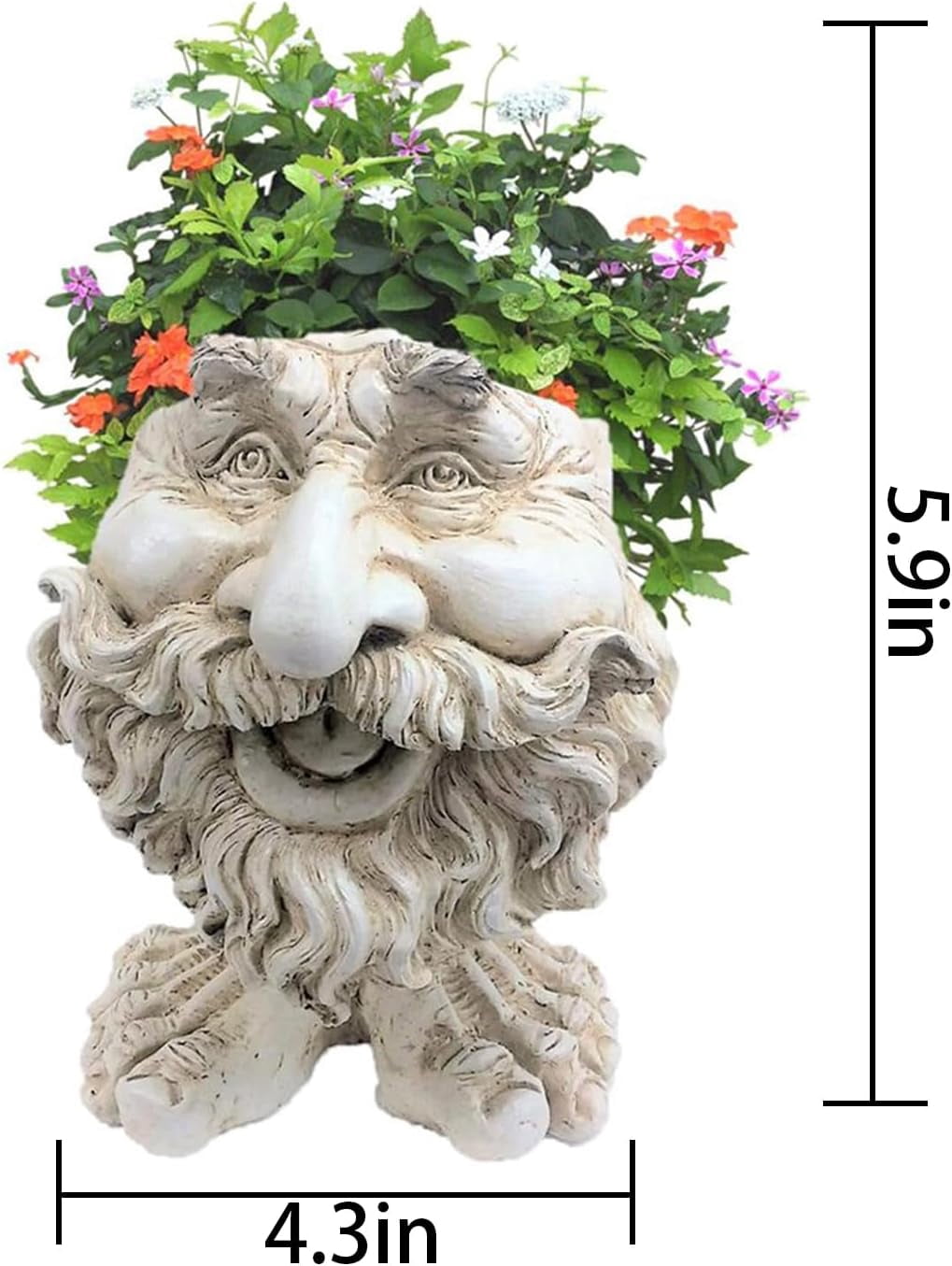 Face Planter 6 Inch Resin Head Flower Pot Succulent Garden Decor Antique White