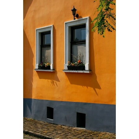 L N Stick Poster Of House Orange Window Color Windows Balcony L N Stick Poster Of House Orange Window Color Windows Balcony 24x16 Adhesive Sticker Print