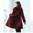 thumbnail image 4 of Lovskoo Womens Winter Coats Faux Fur Jacket Thick Warm Long Sleeve Open Front Outerwear Solid Blouse Coat Tops Button Overcoat Claret, 4 of 6