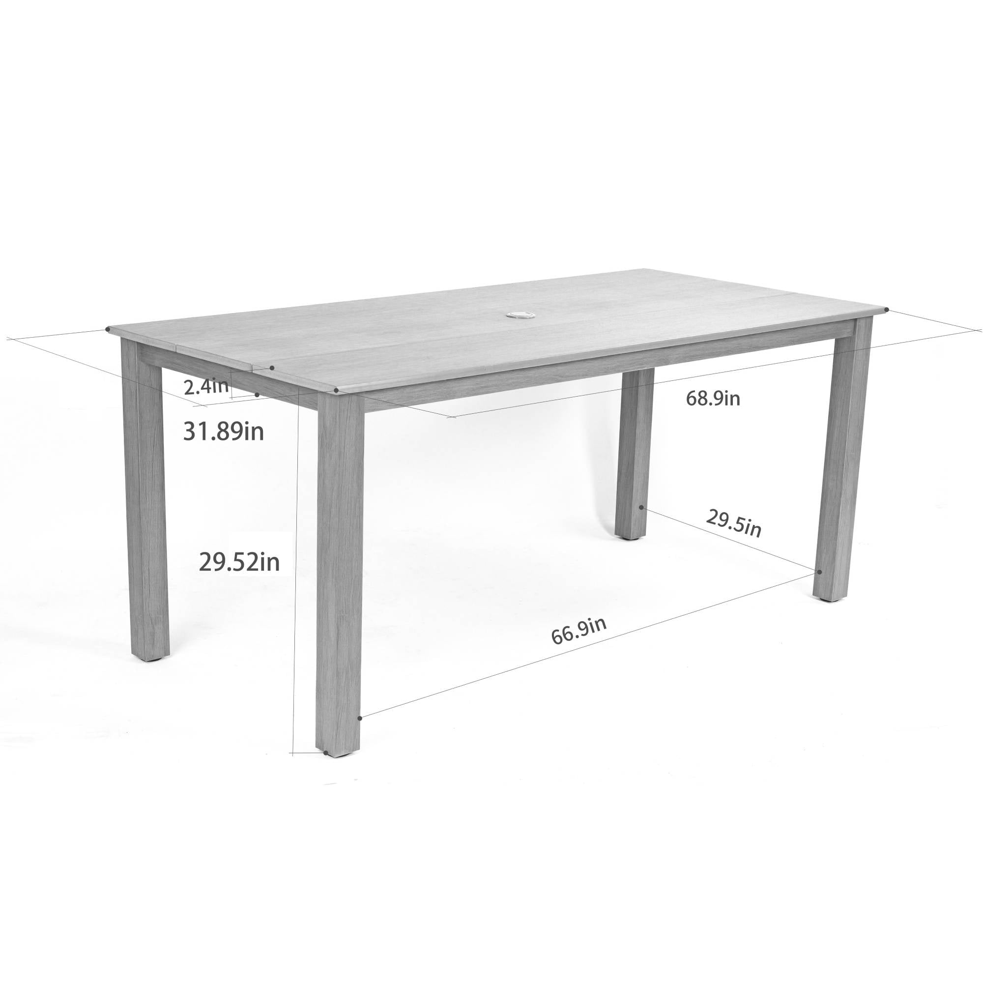 Outdoor Dining Table, 68.9 Inch Simple Solid Dinner Table for Garden Patio Backyard Picnic Casual Outdoor Meals, Teak
