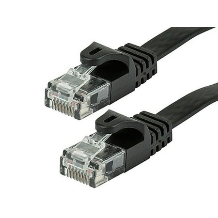 - Monoprice Cat5e Ethernet Patch Cable - Network Internet Cord - RJ45, Flat,Stranded, 350Mhz, UTP, Pure Bare Copper Wire, 30AWG, 25ft, Black