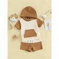 thumbnail image 4 of Musuos Toddler Boy Summer Shorts Outfit 6M 12M 18M 24M 3Y Contrast Color Short Sleeve Hooded Top with Elastic Waist Shorts Infant Casual Set, 4 of 9