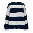 thumbnail image 6 of Zedker Women'S Striped Knitted Sweater Long Sleeve Crewneck Pullover, Fashion Color Block Casual Slim Tops, Soft Comfortable Fall Spring Tunic Blouse,Navy,S, 6 of 8