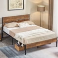thumbnail image 6 of Taomika Full Size Platform Bed Frame/Mattress Foundation Queen Size With Rustic Vintage Wood Headboard, Strong Metal Slats Support, No Box Spring Needed, Brown Bed Frames, 6 of 11