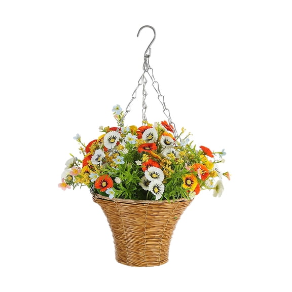 SSNTSY 11.8" x 17" Faux Hanging Flower Artificial Hanging Plants UV-Resistant Fake Hanging Basket Silk Colorful Morning Glory Outside Porch Patio Balcony Garden Home
